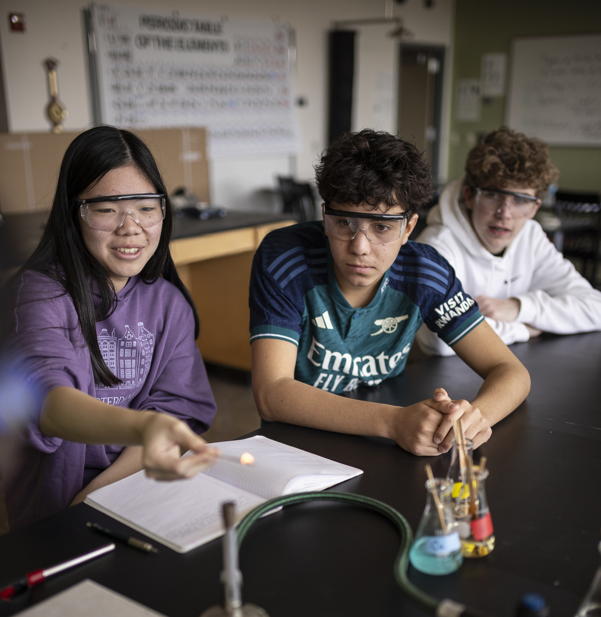 students learning in a science classroom