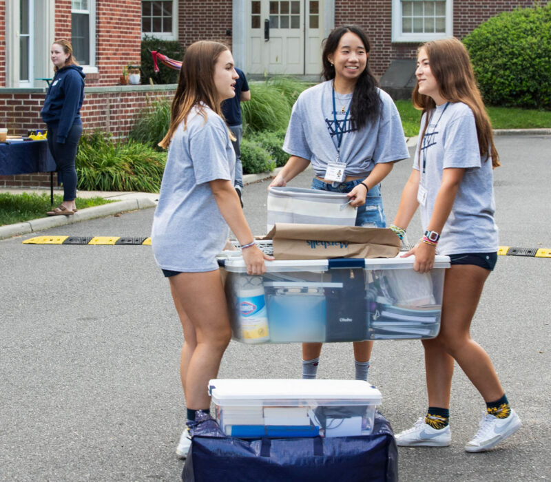 Students moving in to the dorm at Peddie