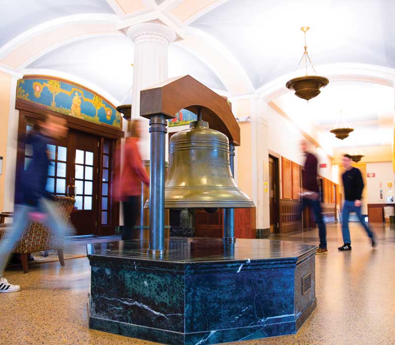 The Wilson Hall Bell in Annenberg Hall at The Peddie School