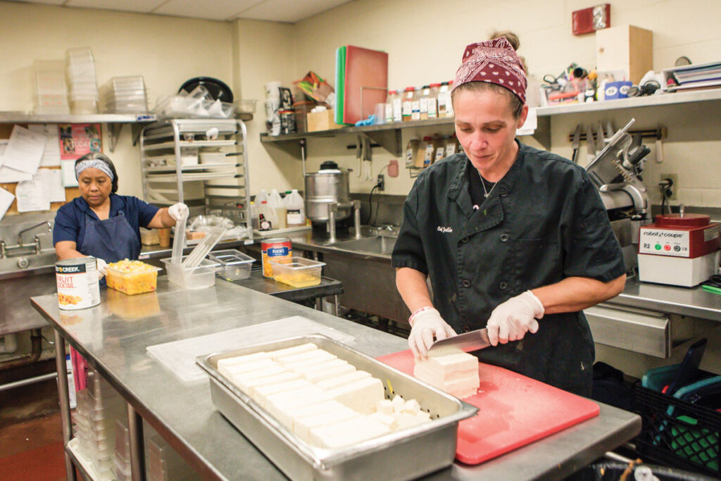 From left: Peddie Food Service employees Lucy Armstrong and Julie Heymach