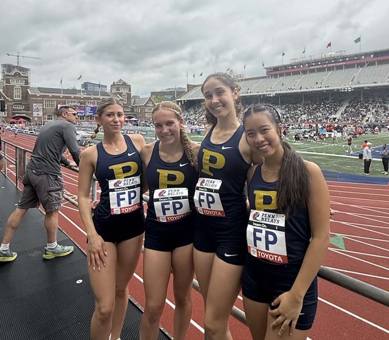Peddie girls 4x400-relay team of Matilda Kardhashi, Courtney Cane, Erin Tam and Tessa Hughes