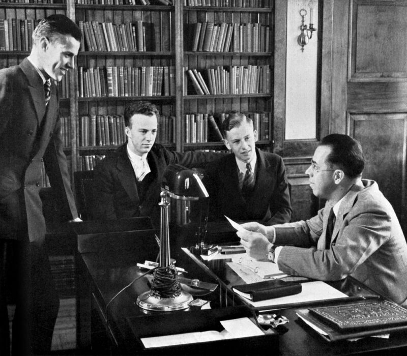 Head of School's Art Deco wood desk