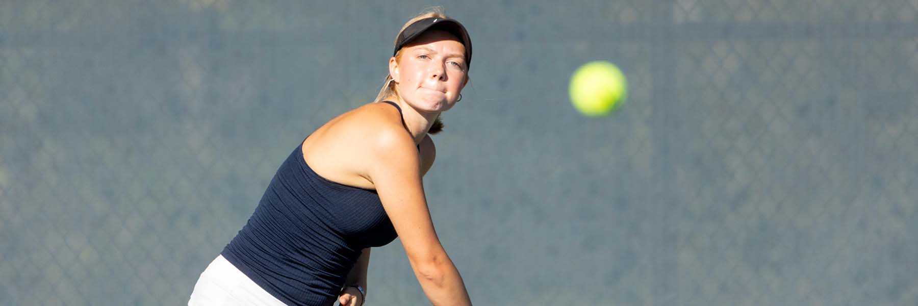 Victoria Vahi focuses on her shot for Peddie varsity girls tennis