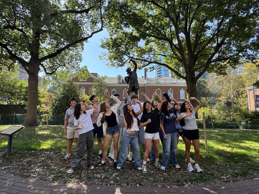 Peddie students pose in the Historic District of Philadelphia.
