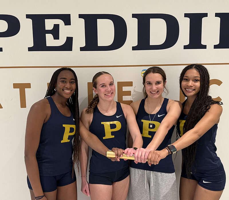 The girls 4x200-meter relay team of Tessa Hughes, Safiyyah Malik, Maddie Hughes and Foluke Oladeji broke a school record on Jan. 10, 2026.