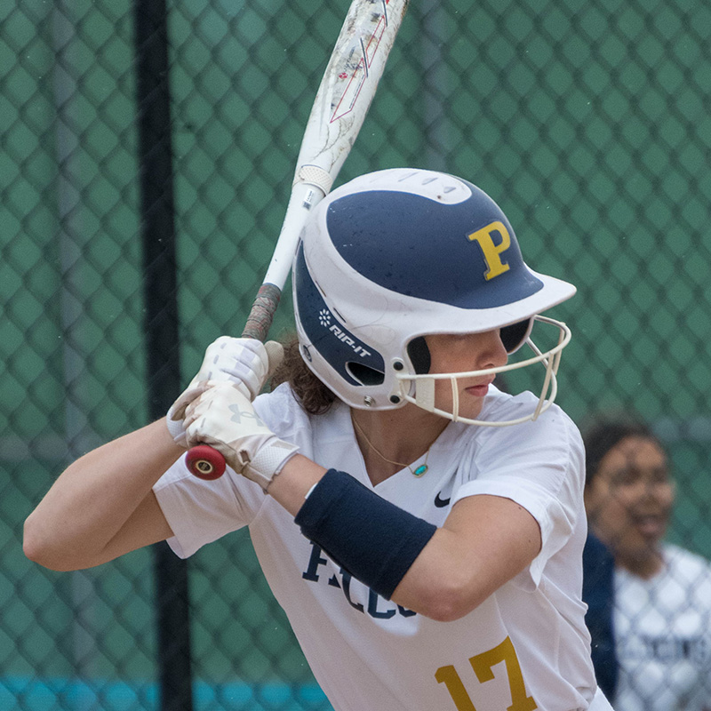 Sam Kent stands at the plate for Peddie varsity girls softball