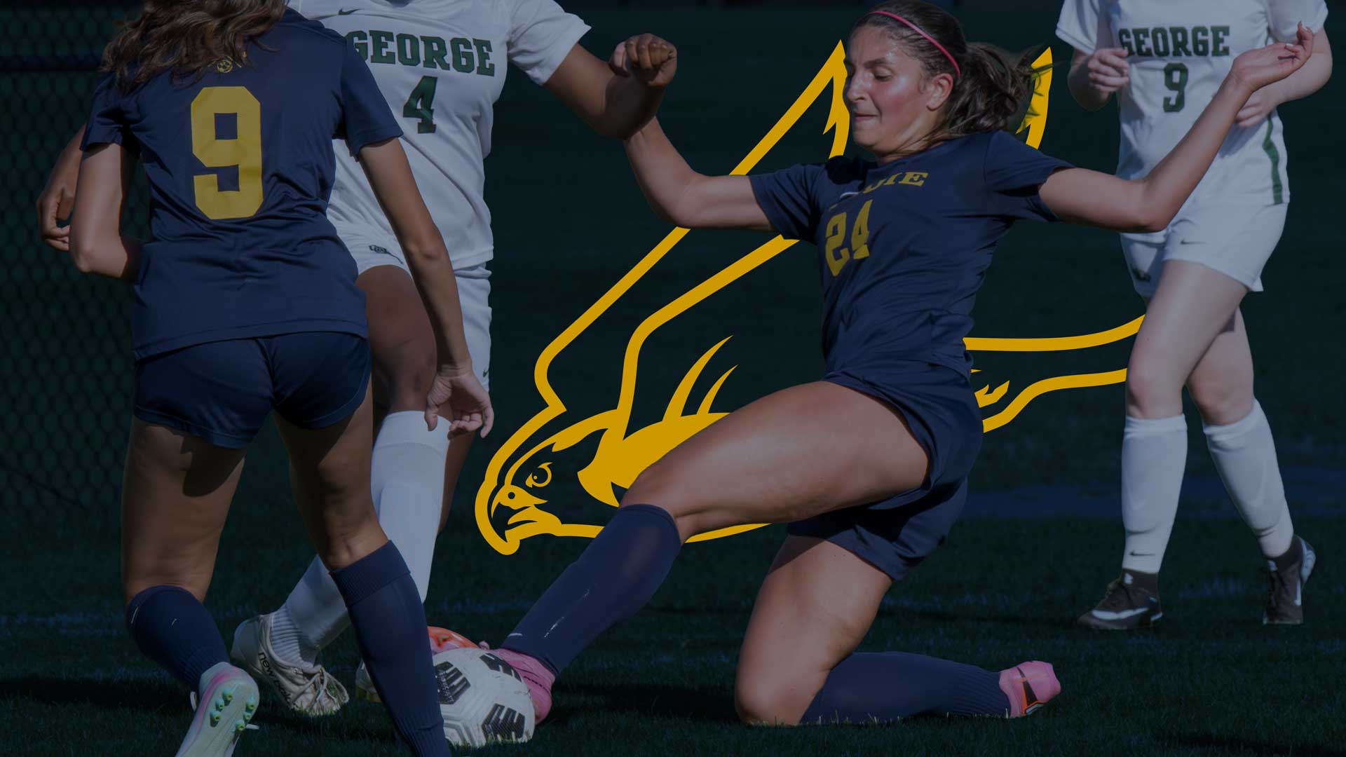 Diving Falcon with Girls Soccer