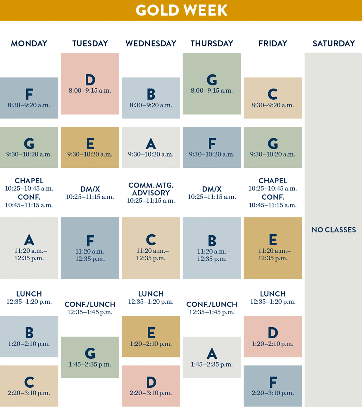 2026-2027 Gold Week Schedule